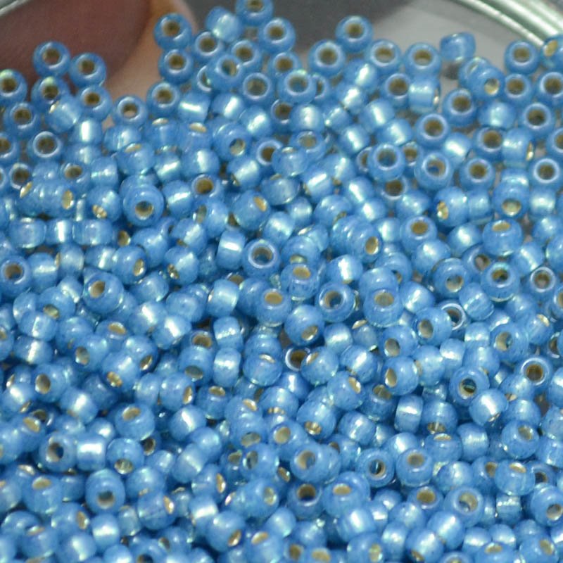 Miyuki Seed Beads - 11/0 - Dyed Denium Blue Silver Lined Alabaster -mb11-0648b25