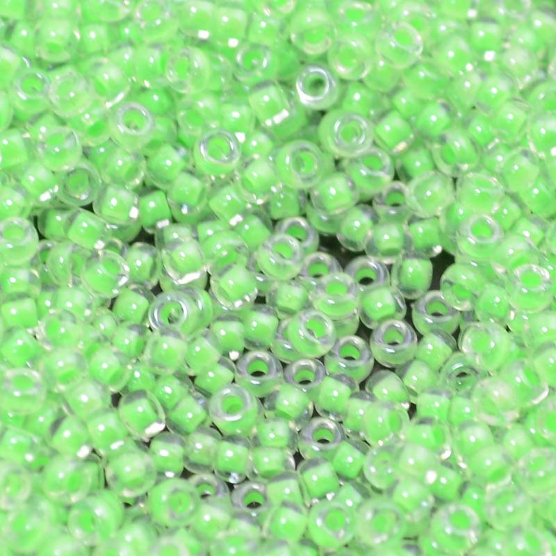 Miyuki Seed Beads - 11/0 - Luminous Inside-Color Neon Lime Green/Crystal -mb11-1