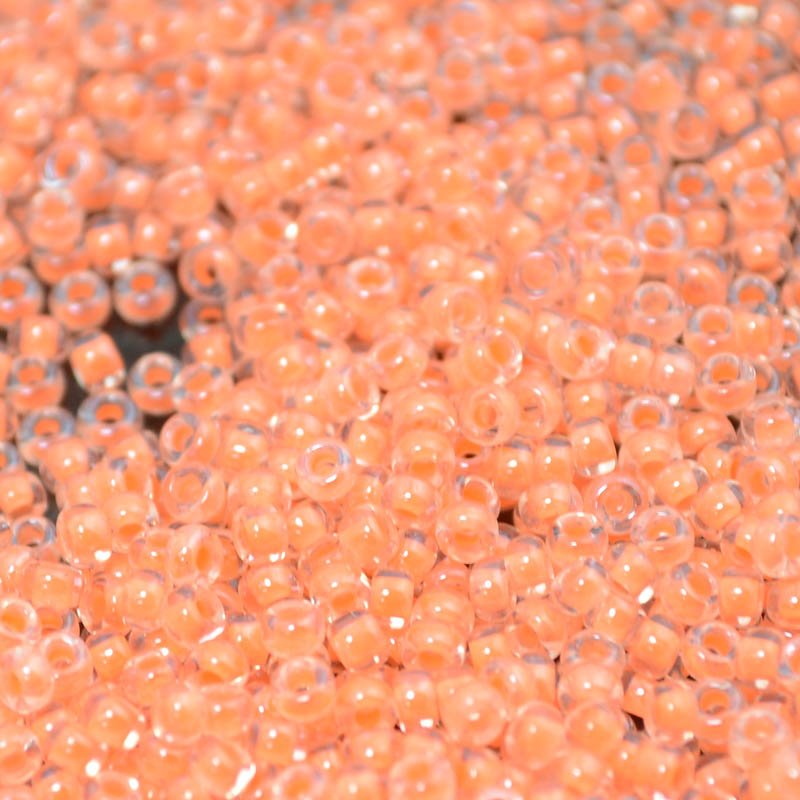 Miyuki Seed Beads - 11/0 - Luminous Inside-Color Neon Orange /Crystal -mb11-4298