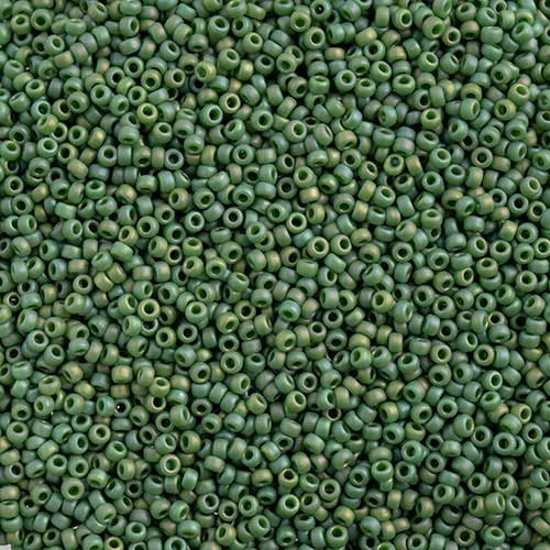 Miyuki Seed Beads - 15/0 - Frosted Glazed/Rainbow Green Pine Matte AB -mb15-4699