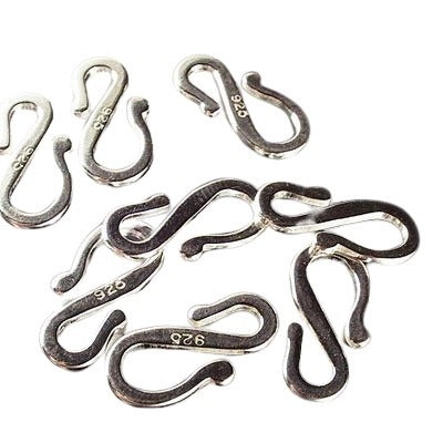 Hook and Eye Clasp No Frills S Hook - 14mm - Bright Sterling