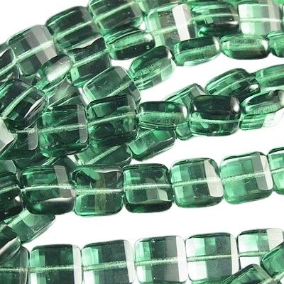 Fire Polish - 9mm - Faceted Flat Square - Dark Sage Green
