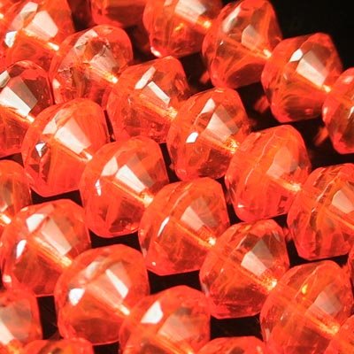 Fire Polish - 11mm - Faceted Bicone Rondelle Rivoli - Orange Crush