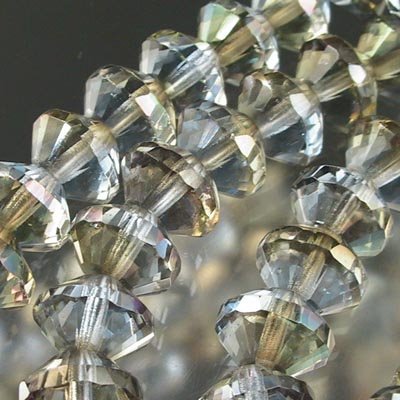 Fire Polish - 11mm - Faceted Bicone Rondelle Rivoli - Smokey Mountains Celsian (