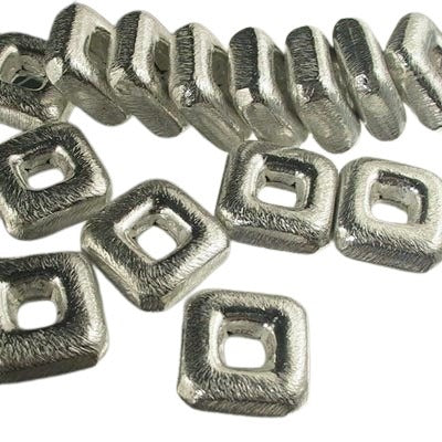 Metal Floating Rings - 16mm - Square Donut - Brushed Silver