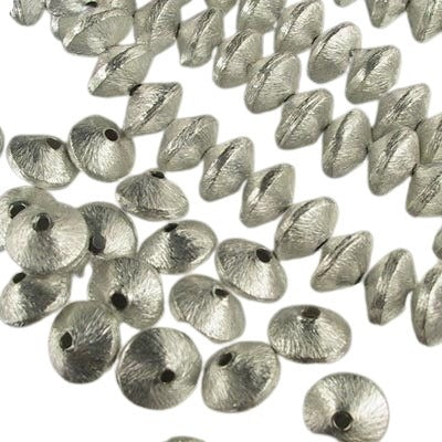 Metal Beads - 9mm - Bicone Rondelle - Brushed Silver