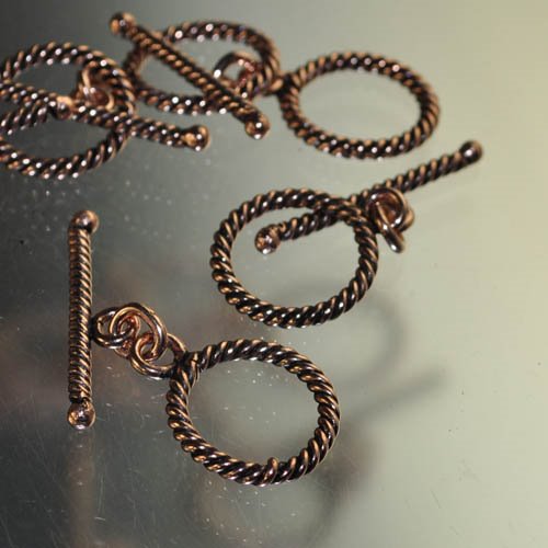 Toggle Clasp - Twisted Rope - Antiqued Copper