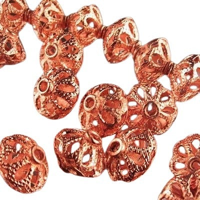 Metal Beads - Lacey Little Flowers - Bright Copper
