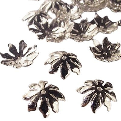 Bead Cap Poinsettia - 10mm - Bright Sterling