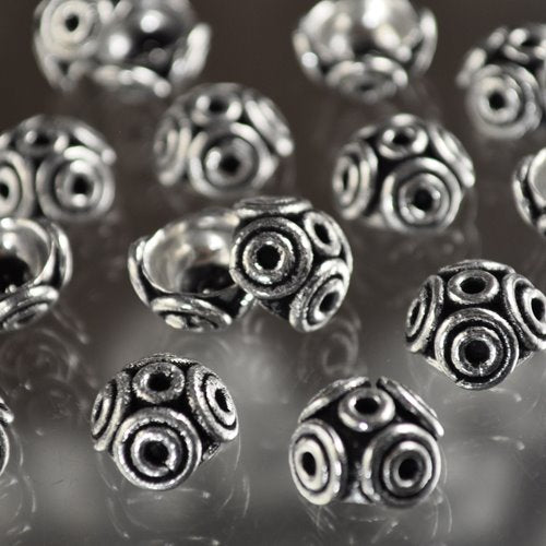 Bead Cap Spiral Ball - 10mm - Antiqued Silverplated