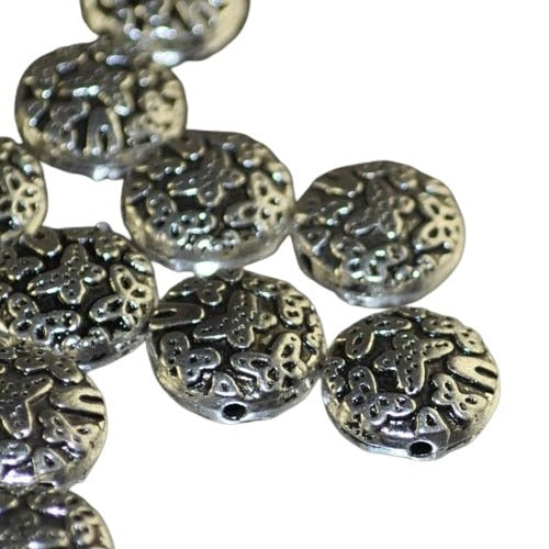 Metal Beads - 8.5mm - Butterflies on Io - Antiqued Zinc