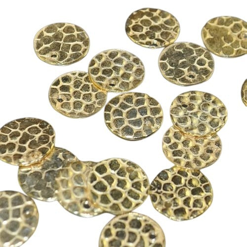Metal Beads - 13mm Lizard Skin Coins - Goldplated (10) 10