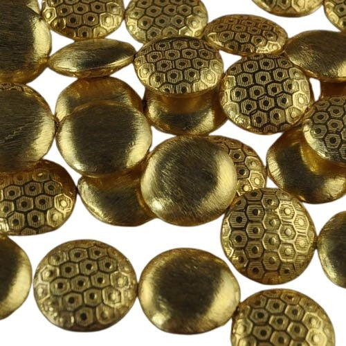 Metal Beads - 19mm - Honeycomb Lentil - Goldplated