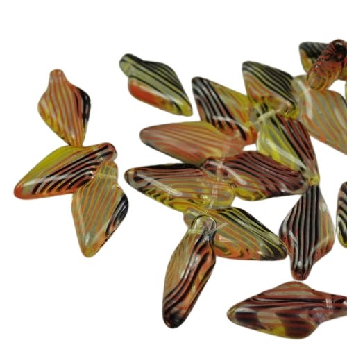 Pressed Glass - Arrow Drop - Stripes of Fire (5)