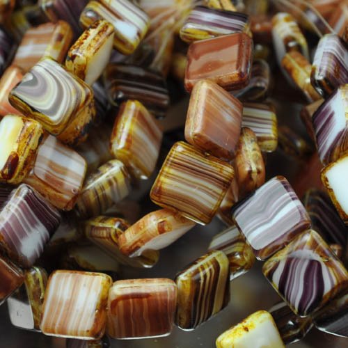 Flat Cut Tablet - 11x10mm Flat Square - Bumbleberry Humbug (Strand 15)