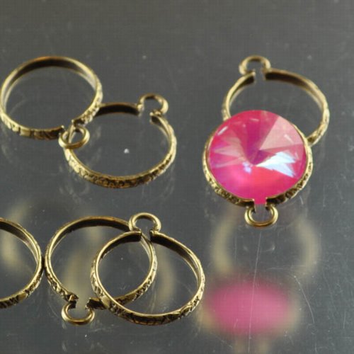 Rivoli Setting - ID 14mm Open Frame - Antiqued Brass