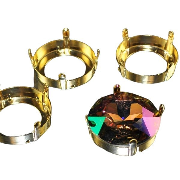 Findings - Stone Mount - 27mm Sew On Mount with Prongs for Round Rhinestone - Go