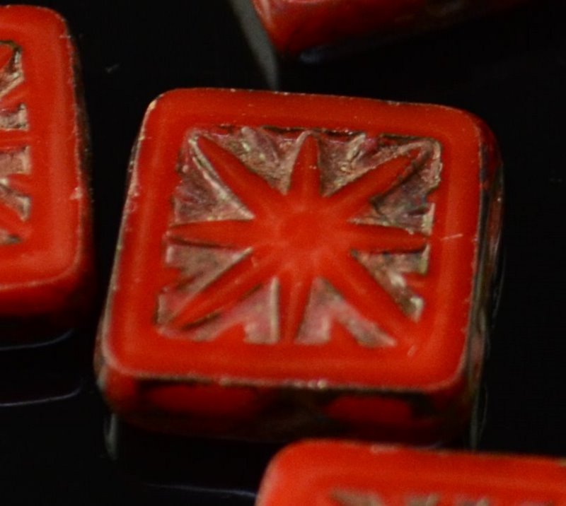Glass Bead Roman Tiles - 11mm - Emperor Red
