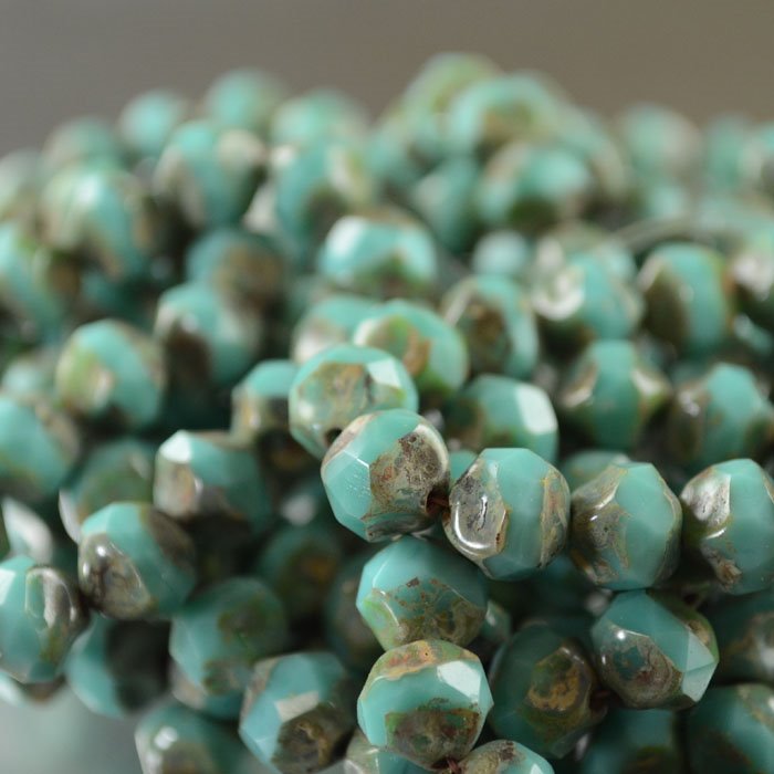 Fire Polish Beads Central Cut - 9mm - Turquoise Picasso (15)
