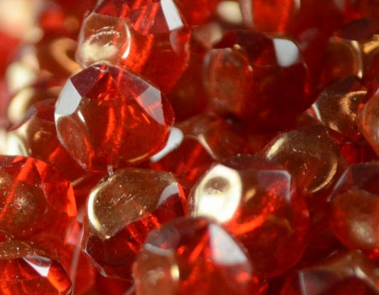 Fire Polish Beads Central Cut - 9mm - Siam Ruby Bronze Lustre (25)