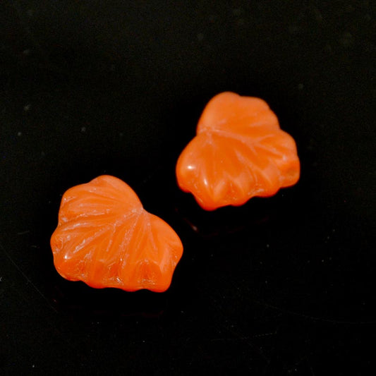 Glass Bead Vine Leaf - 13x11mm - Juicy Orange (20)