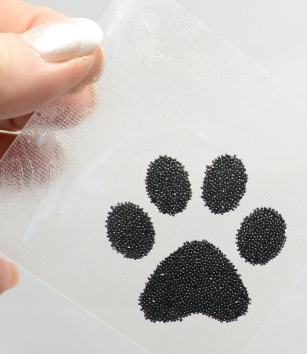 Swarovski - Crystal Fabric Applique  -  Puppy Paws (57338)  - Hematite