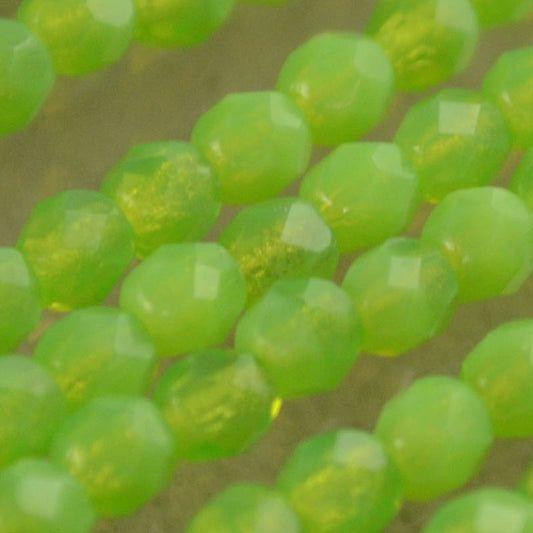 Fire Polish Faceted Round - 4mm - Milky Dark Peridot (50)