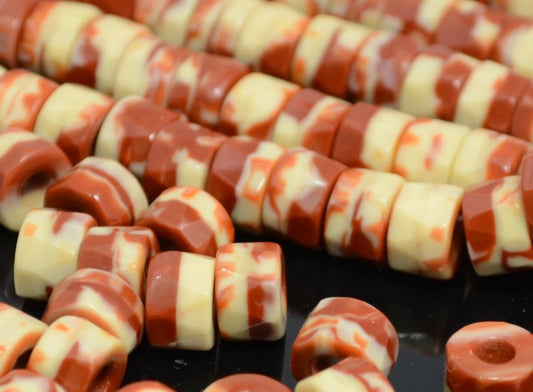 Fire Polish - 8x6mm - Tri-Cut Roller Beads - Hazel Cream (strand 25)