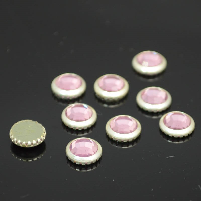 Swarovski HotFix Rhinestone -  Flatback in Bezel (2013) - Light Rose - Silver (1
