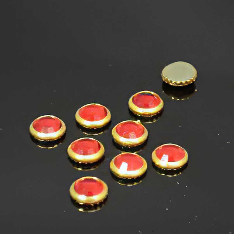 Swarovski HotFix Rhinestone -  Flatback in Bezel (2013) - Light Siam - Gold (18)