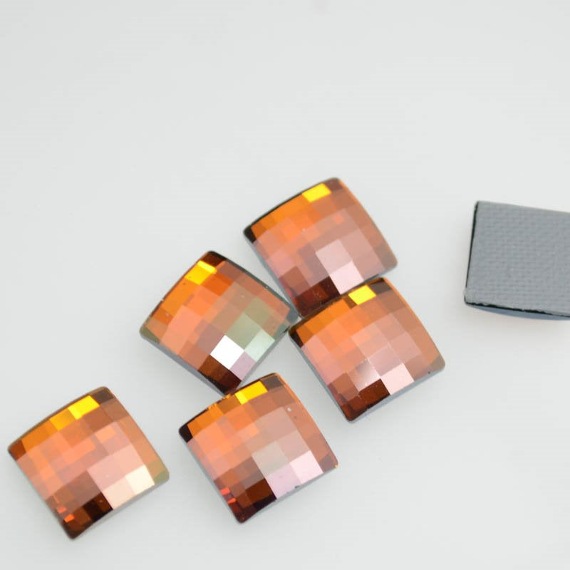 Swarovski HotFix Rhinestone - 10mm Chessboard Flatback (2493) - Crystal Copper