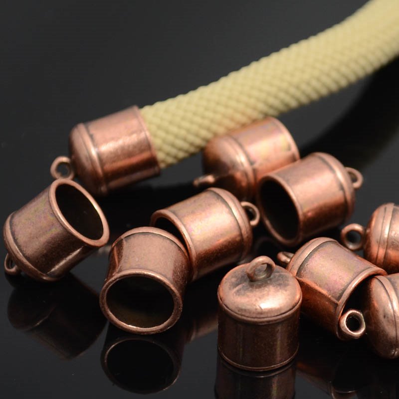 Findings - 10mm Round - 10mm Simple End Cap - Antiqued Copper