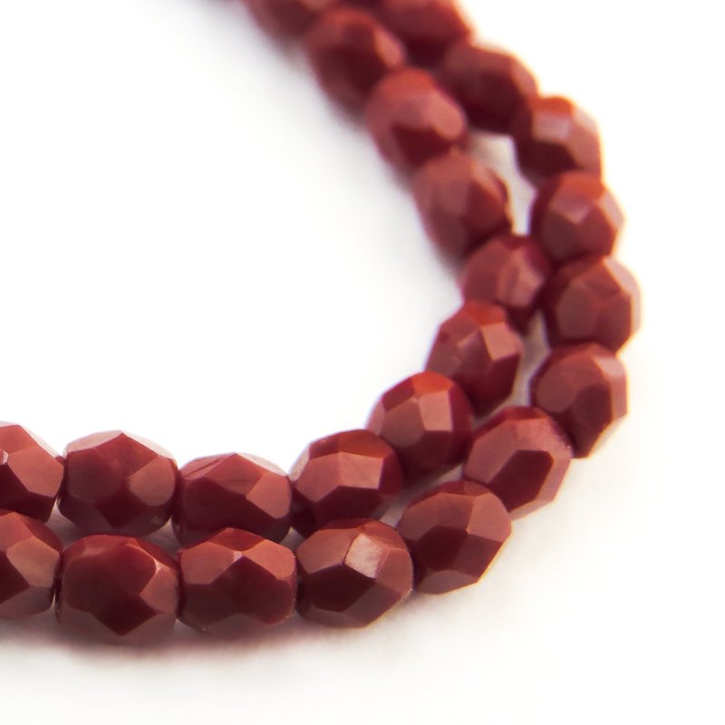 Fire Polish Faceted Round - 3mm - Mahogany (100)