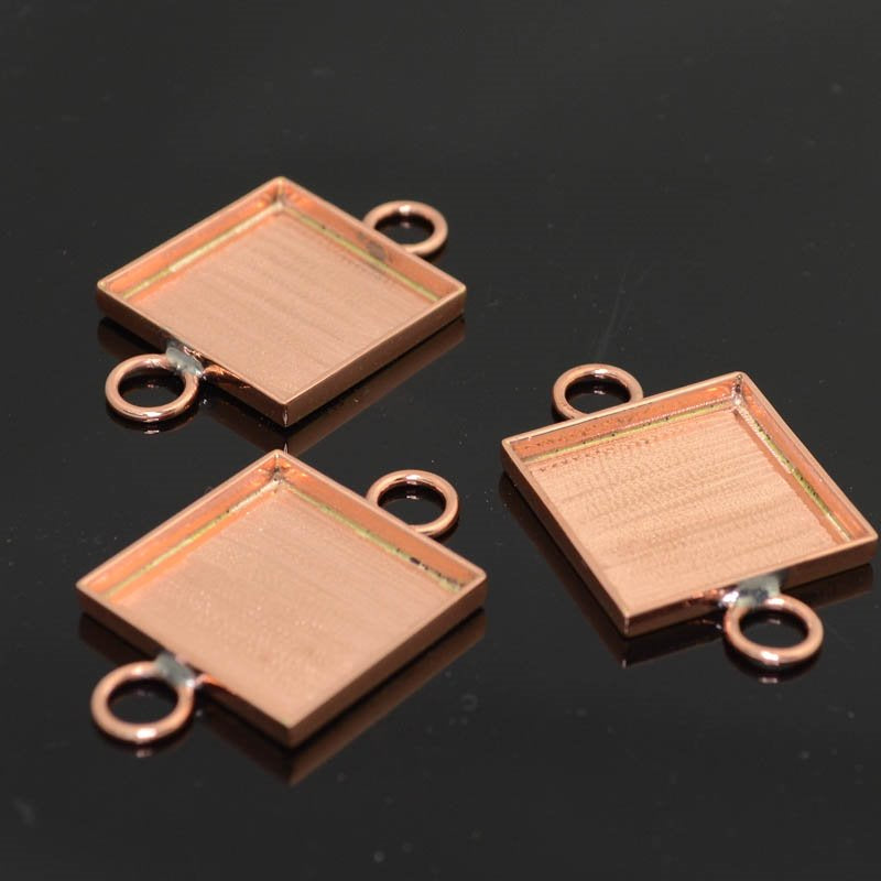 Resin Bezel Tray - ID 19mm Square Link - Bright Copper