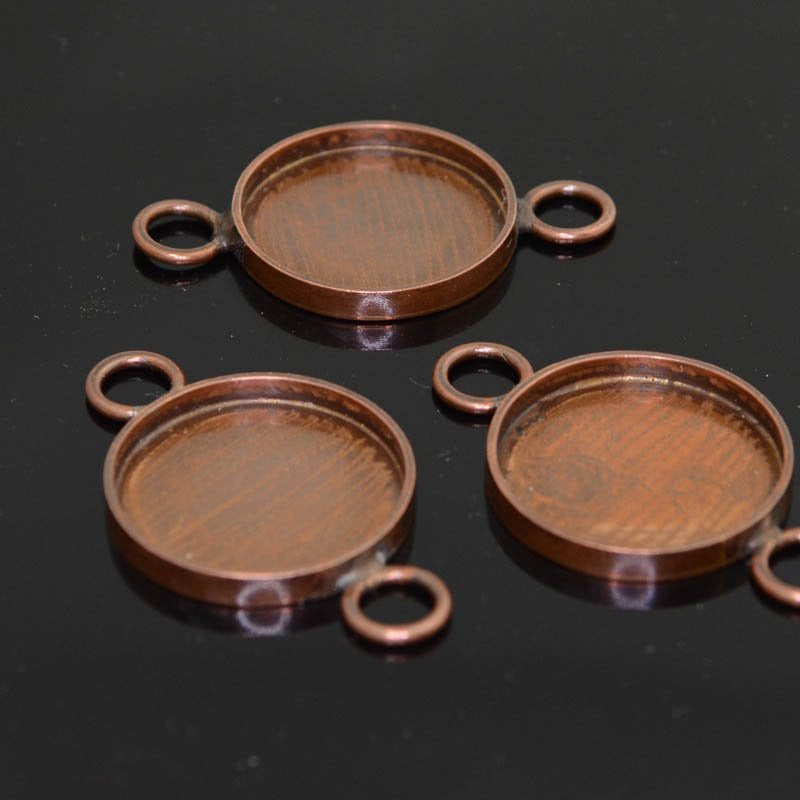 Findings - ID 19mm - Round Bezel Link - Antiqued Copper