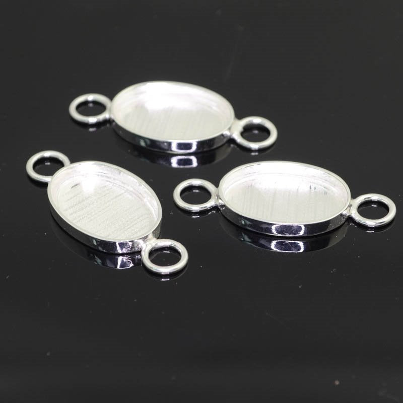 Findings - ID 15x19mm - Oval Bezel Link - Bright Silver