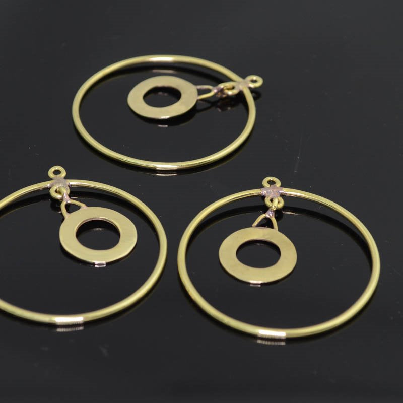 Earring - 1.5in Open Circle Dangle - Bright Brass (pair)