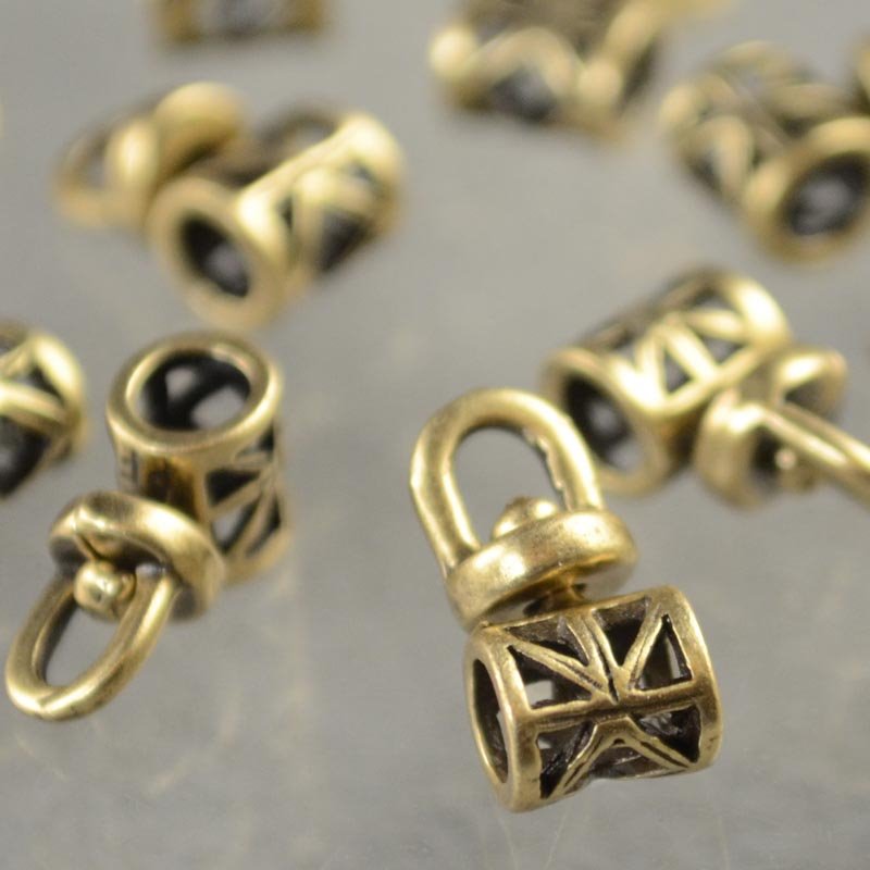 Bail Lattice Tube - ID 3mm - Antiqued Brass