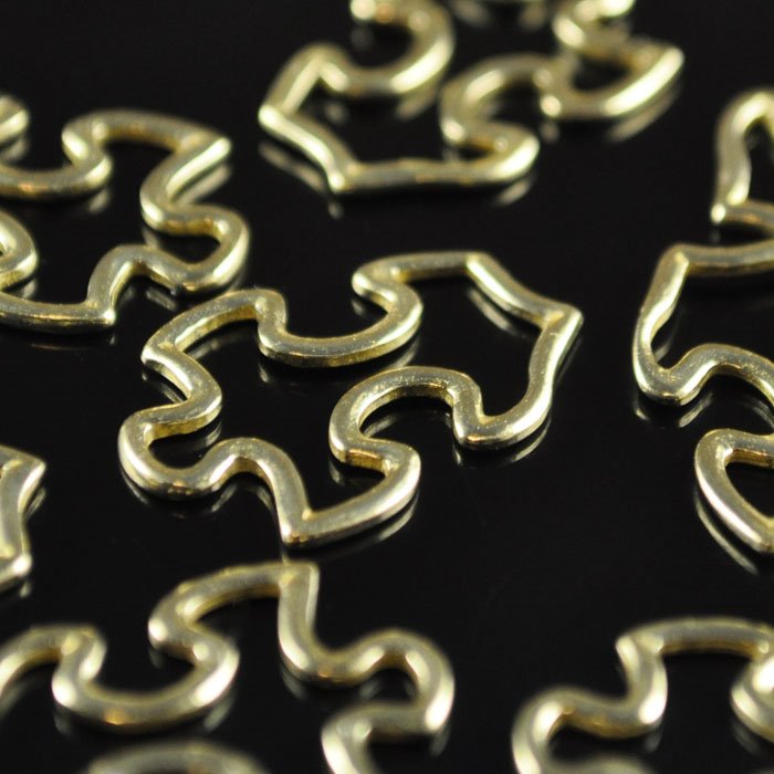 Link - 1 Knob Puzzle Piece - Bright Brass