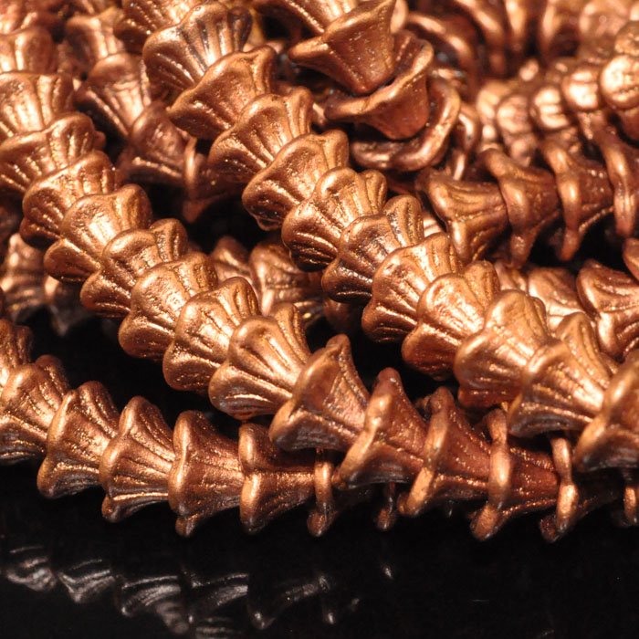 Glass Bead Flared Cup Pressed Bell - 7x5mm - Silky Old Copper (25)