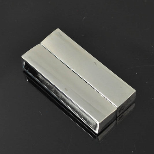 Magnetic Clasp - Rectangle with Knob Pins - Bright Silver