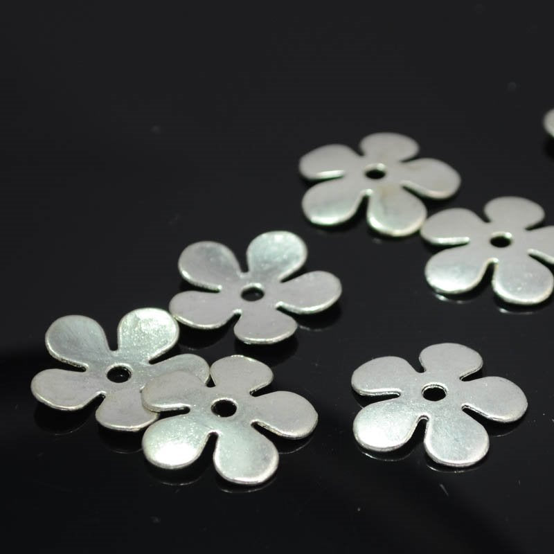 Bead Cap Flower Power - Bright Silver (2)