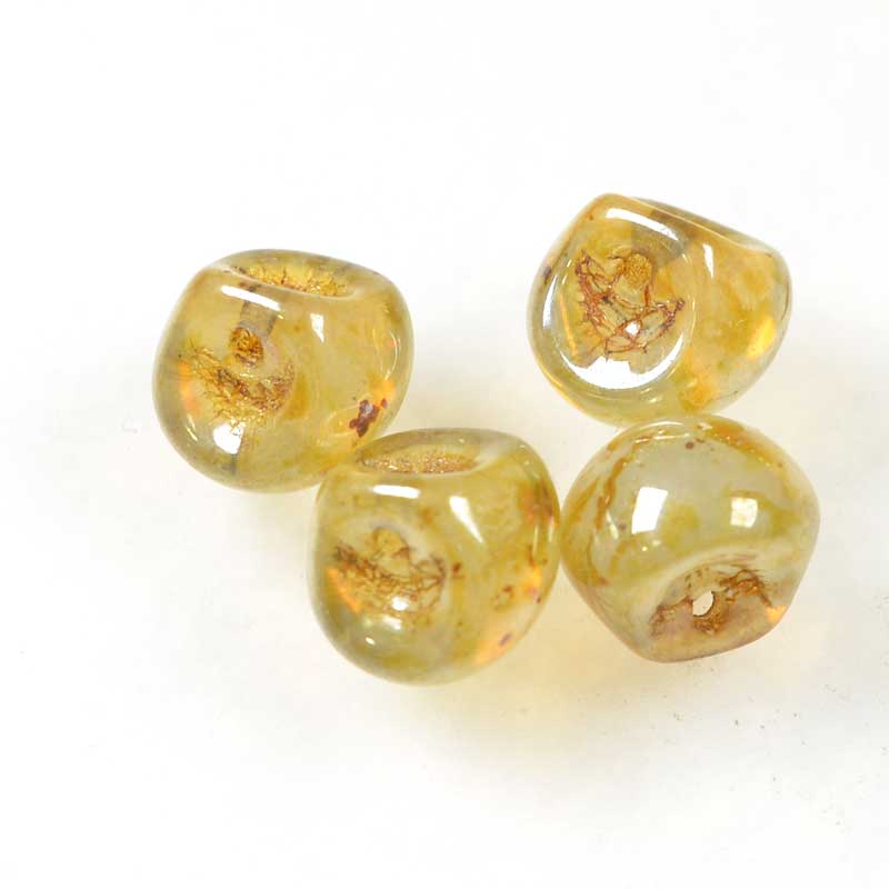 Glass Drops - 9x8mm Mushroom Button - Honey Drizzle Opal (25)