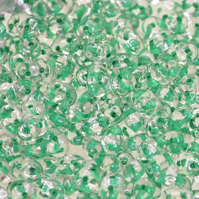 Superduos - Colour-Lined Crystal / Spearmint