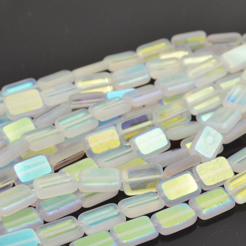 Flat Cut Tablet - 8x12mm Beveled Rectangle - Crystal AB