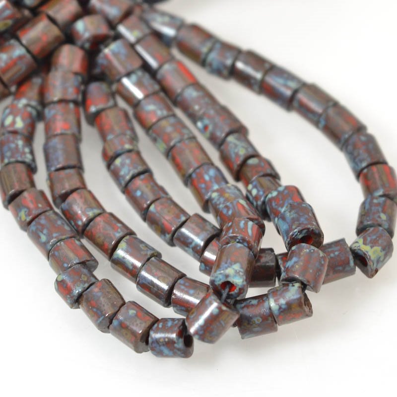 Czech Glass - Tubes - Red Roof Tile (strand)