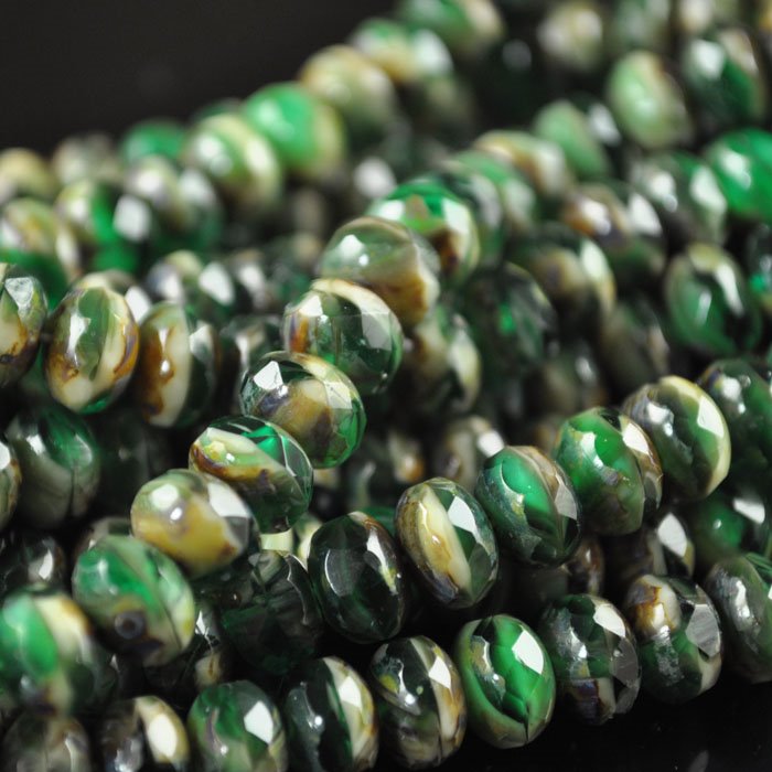 Fire Polish - 8x6mm - Faceted Donut - Elven Secrets (strand 25)