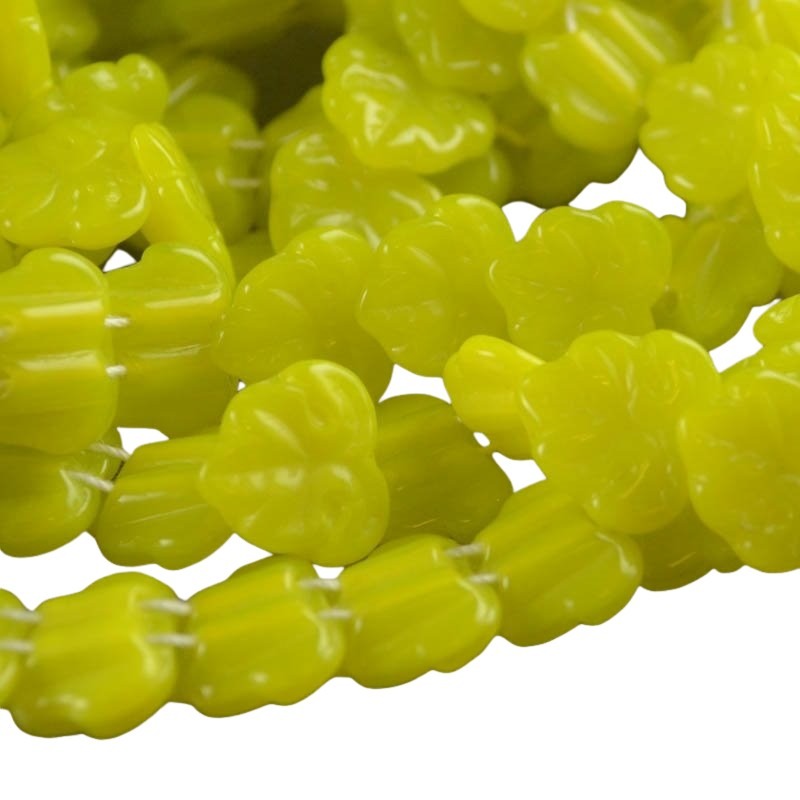 Glass Bead 2 Hole Maple - 13mm - Chartreuse Moonstone (strand 25)