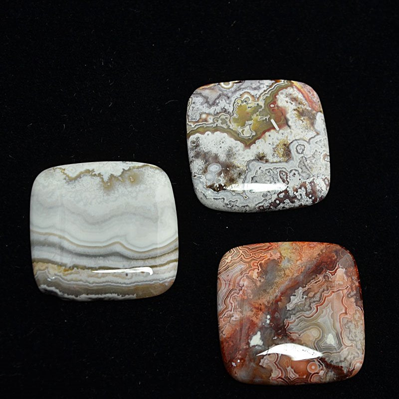 Stone Cabochon - 30mm Square Cabochon - Crazy Lace Agate