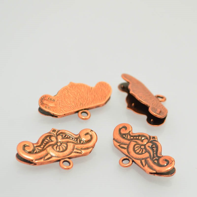 Findings - Flat Leather - Decorative Flat End Crimp for Leather with End Loop -